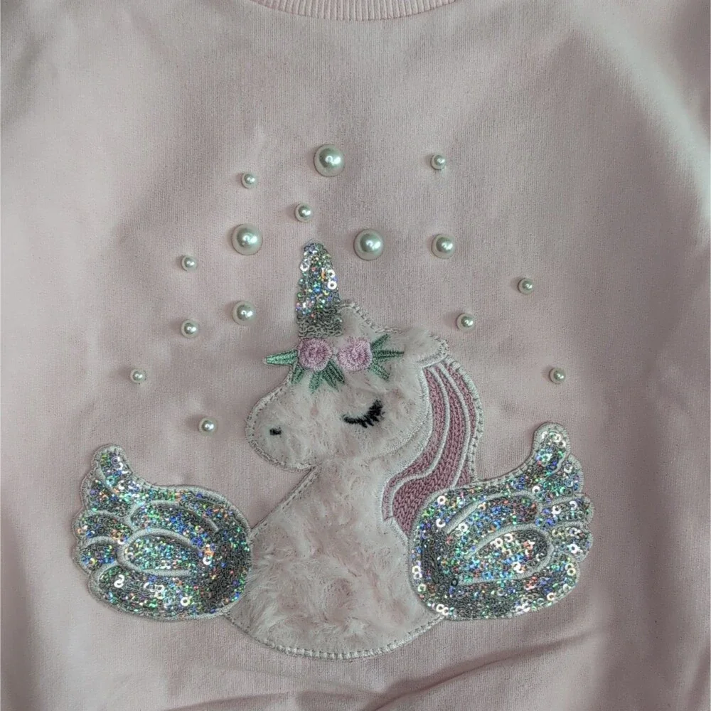 Pink Sequin Unicorn Sweatsuit Set - Pearl Embellished Balletcore Coquette Jogger